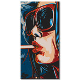 Painting by numbers woman with hat and wine glass shipping from DE-53*53cm (format for 3D gallery - stretcher frame) - without stretcher frame - without covering service